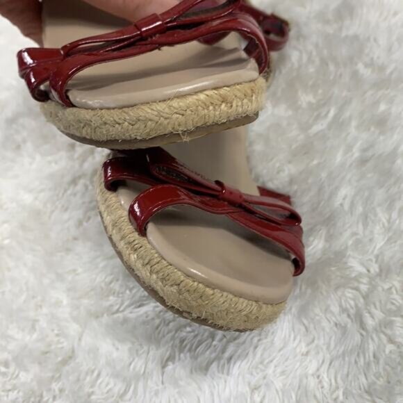 Sandler of Boston Amherst ankle strap espadrille red wedge sandal, 7.5 - Picture 7 of 7